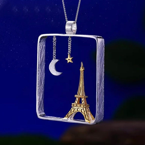 Hand Crafted Jewelry - Artisan Handmade 925 Silver The Zenovia Paris Eiffel Tower Necklace